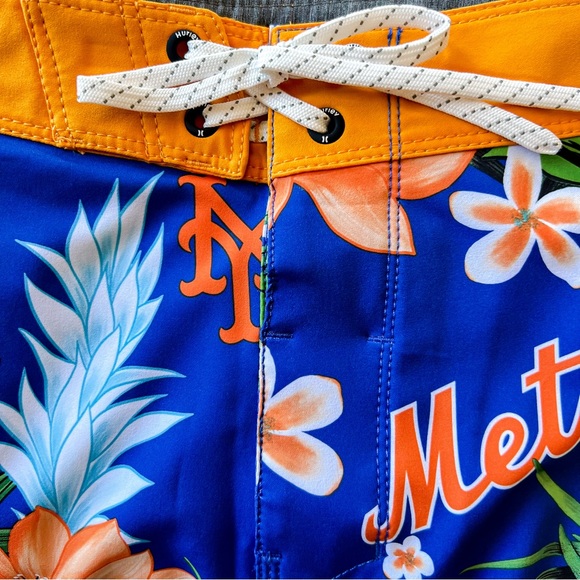 Hurley × '47 MLB New York Mets Orange Tropical Print Board Shorts Mens Sz 34 NWT - Picture 4 of 14